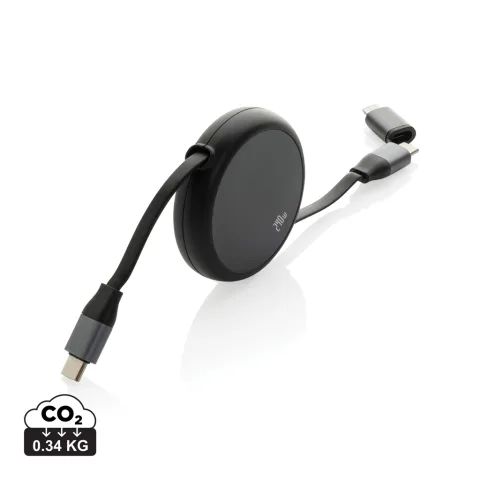 Terra RCS recycled aluminium retractable 240W 2-in-1 cable