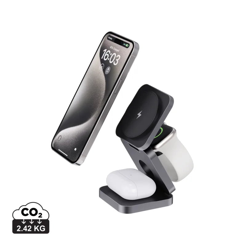 Terra RCS recycled aluminium foldable 3 in 1 15W charger