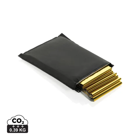 Solra emergency blanket in RCS recycled RPET pouch