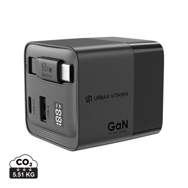Urban Vitamin Mendocino 65W GaN charger retractable cable