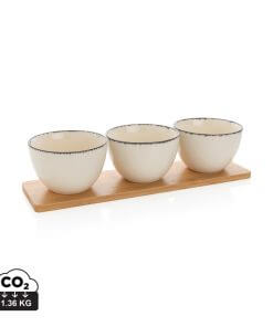 Ukiyo 3pc serving bowl set with bamboo tray