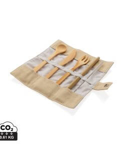 Reusable bamboo travel cutlery set