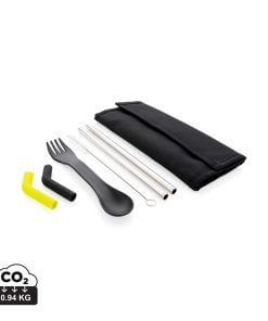 Tierra 2pcs straw and cutlery set in pouch