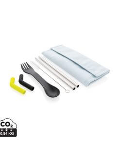 Tierra 2pcs straw and cutlery set in pouch