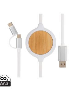 3-in-1 cable with 5W bamboo wireless charger