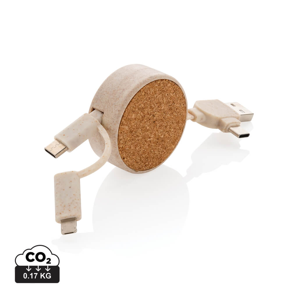 Cork and Wheat 6-in-1 retractable cable