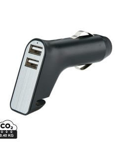 Dual port car charger with belt cutter and hammer