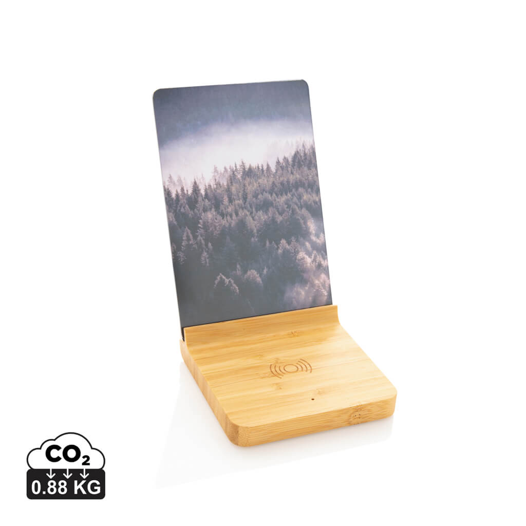 Bamboo 5W wireless charger with photo frame