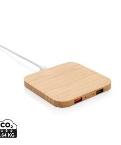 Bamboo 5W wireless charger with USB