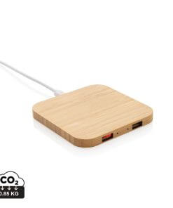 Bamboo 10W wireless charger with USB