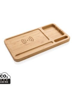 Bamboo desk organiser 10W wireless charger