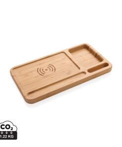 Bamboo desk organiser 5W wireless charger