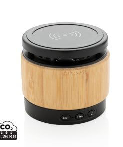 Bamboo wireless charger speaker