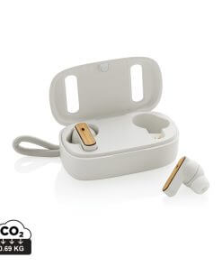 RCS recycled plastic & bamboo TWS earbuds