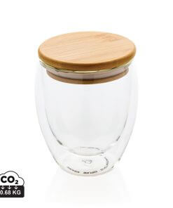 Double wall borosilicate glass with bamboo lid 250ml