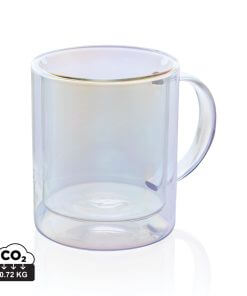 Deluxe double wall electroplated glass mug