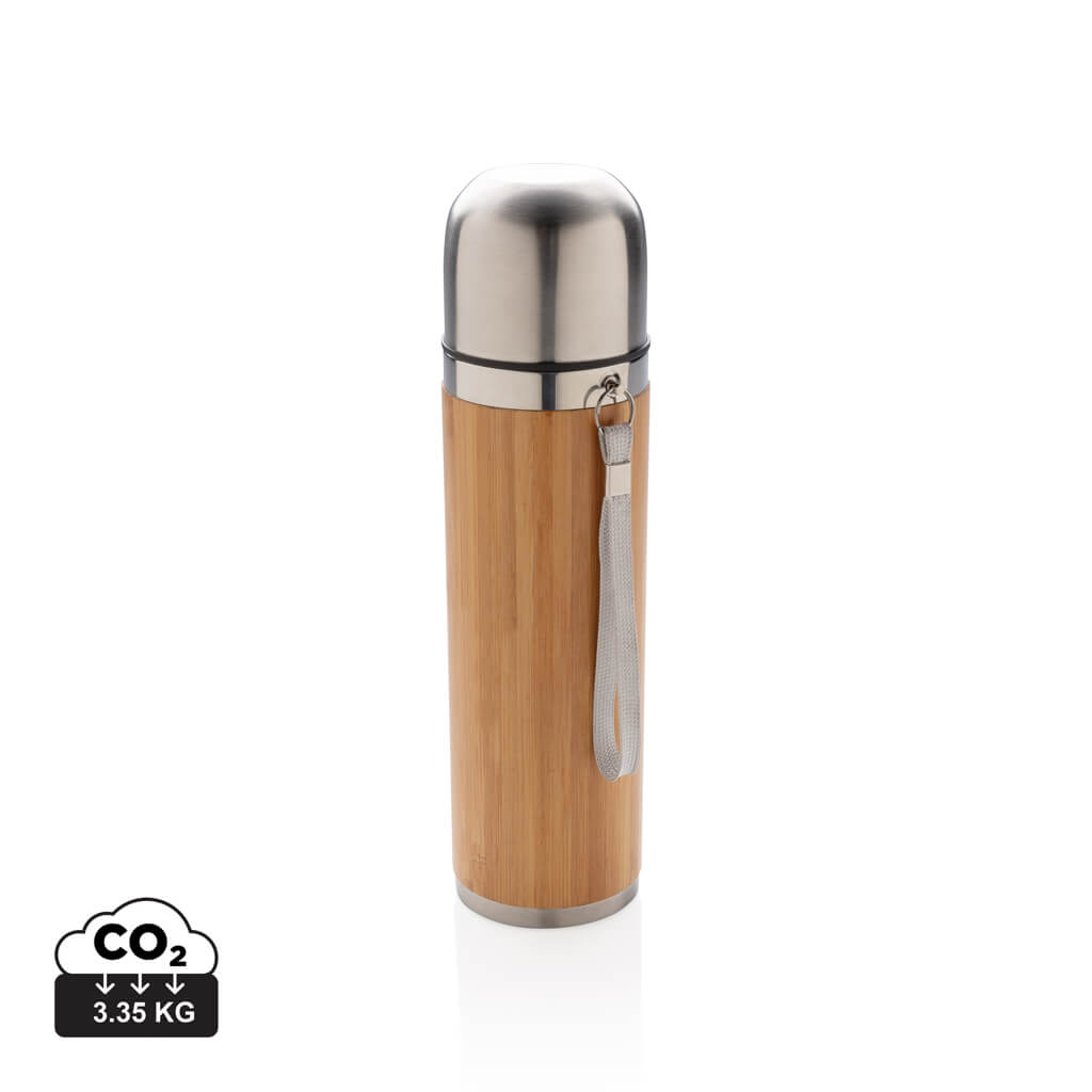 Bamboo vacuum travel flask