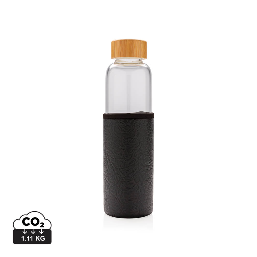 Glass bottle with textured PU sleeve