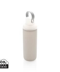 Glass water bottle with silicone sleeve