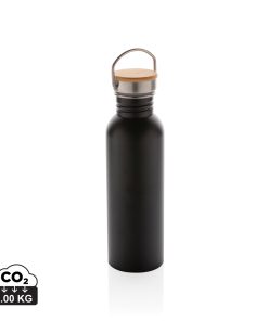 Modern stainless steel bottle with bamboo lid