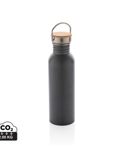 Modern stainless steel bottle with bamboo lid