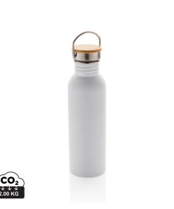 Modern stainless steel bottle with bamboo lid