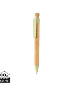 Bamboo pen with wheatstraw clip