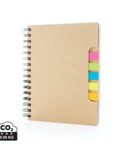 A5 Kraft spiral notebook with sticky notes