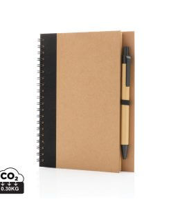 Kraft spiral notebook with pen