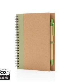 Kraft spiral notebook with pen