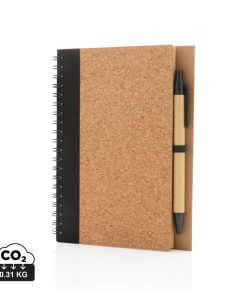 Cork spiral notebook with pen