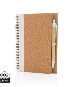 Cork spiral notebook with pen