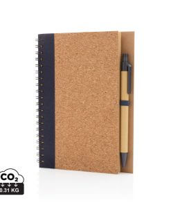 Cork spiral notebook with pen