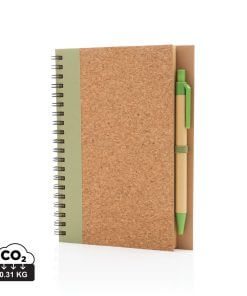 Cork spiral notebook with pen