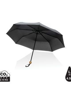 20.5" Impact AWARE™ RPET 190T Pongee bamboo mini umbrella