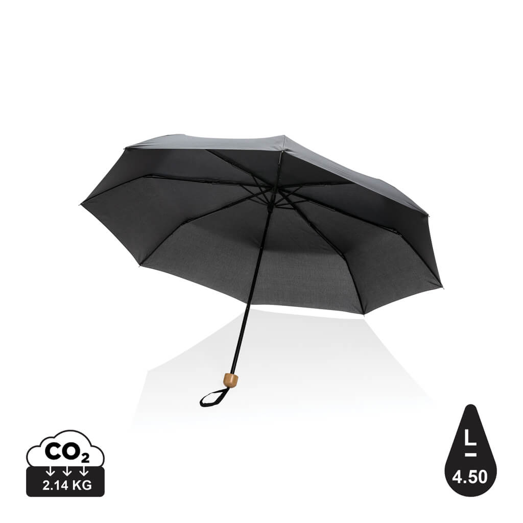 20.5" Impact AWARE™ RPET 190T Pongee bamboo mini umbrella