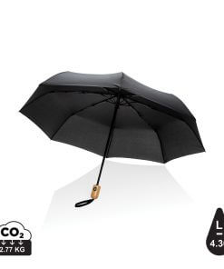 21" Impact AWARE™ RPET 190T bamboo auto open/close umbrella