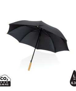 27" Impact AWARE™ RPET 190T auto open bamboo umbrella