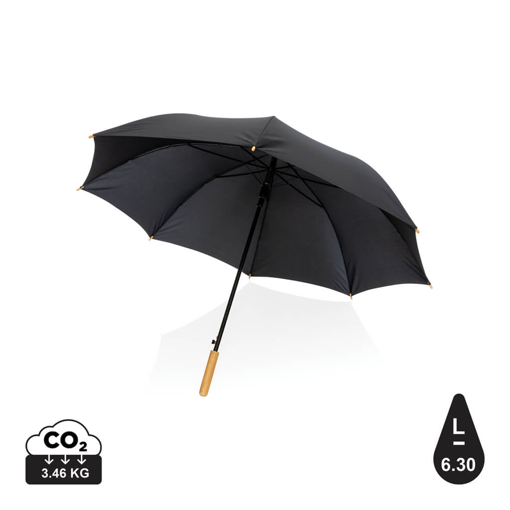 27" Impact AWARE™ RPET 190T auto open bamboo umbrella