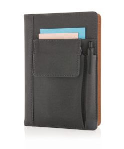 Notebook with phone pocket