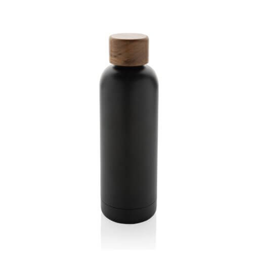 Wood RCS certified recycled stainless steel vacuum bottle