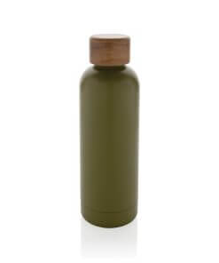 Wood RCS certified recycled stainless steel vacuum bottle