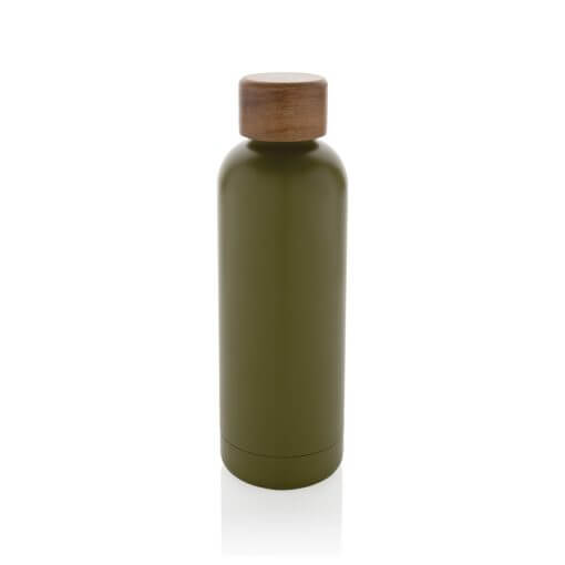 Wood RCS certified recycled stainless steel vacuum bottle