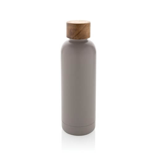 Wood RCS certified recycled stainless steel vacuum bottle