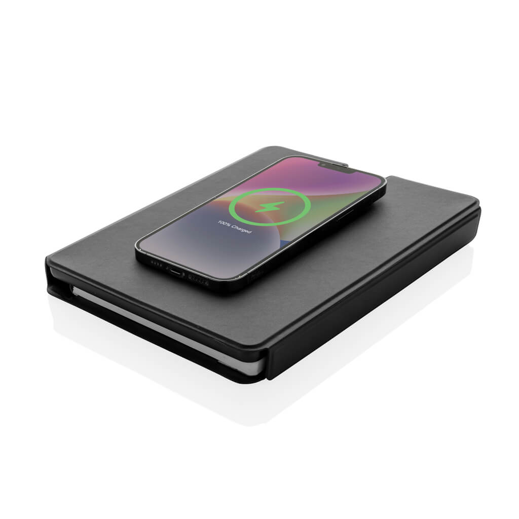 Swiss Peak RCS rePU notebook with 2-in-1 wireless charger - Image 4