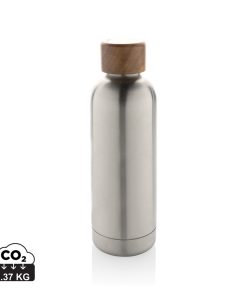 Wood RCS certified recycled stainless steel vacuum bottle