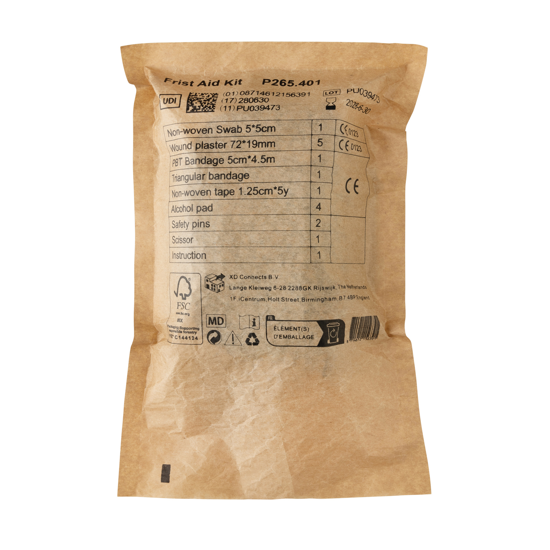 RCS recycled nubuck PU pouch first aid set mailable - Image 3