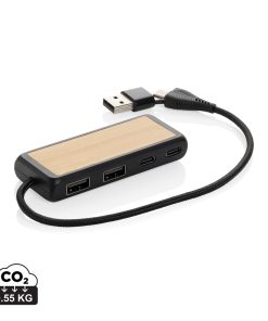 Link RCS recycled plastic and bamboo dual Input USB hub