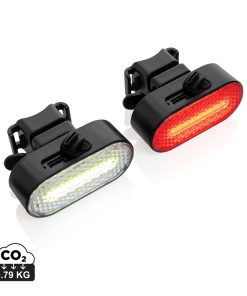 Lumino RCS recycled plastic USB re-chargeable bike light set