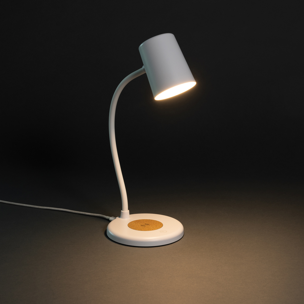 Zenara RCS recycled plastic and cork 15W wireless desk lamp - Image 11